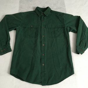 #66 Cabela's Outdoor Hiking Men's Green Button Down Long Sleeves Fishing Shirt